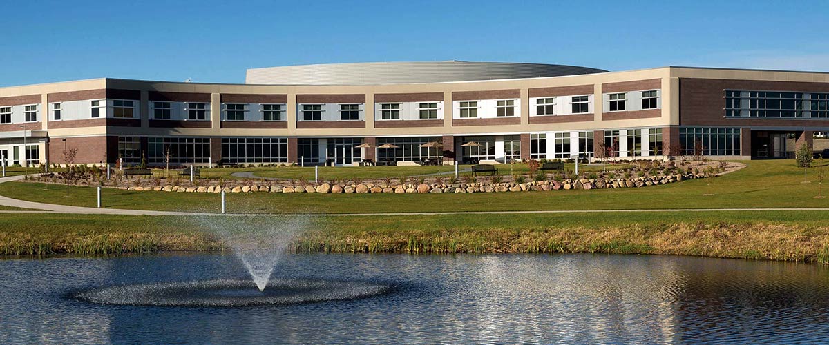 Sioux Center Health Building and Fountain