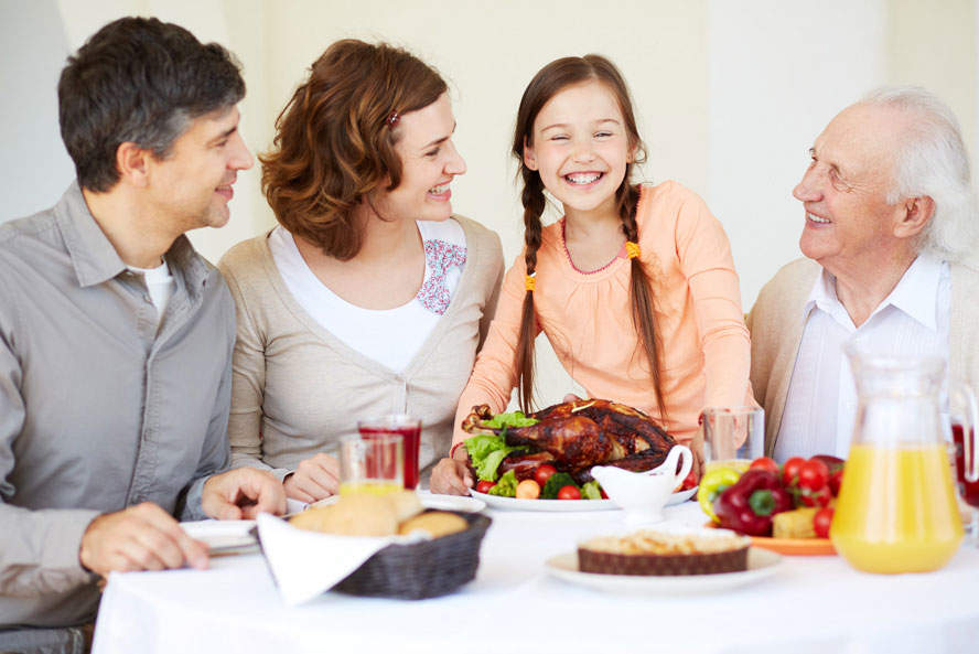 family eating thanksgiving dinner together